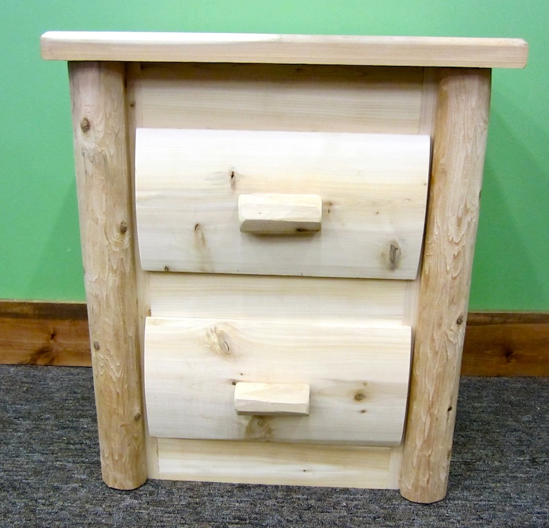 Northern White Cedar 2 Drawer Log Nightstand Amish Log Furniture